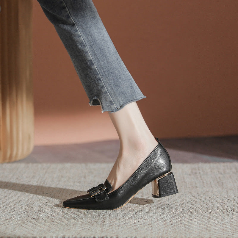 Women's Square Toe Medium-sized Mouth Autumn Soft