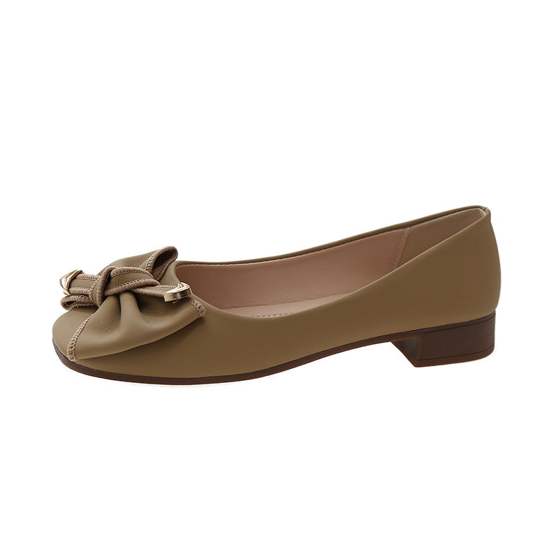 Women's Bottom Pumps Spring Bow Comfortable Peas Shallow Mouth