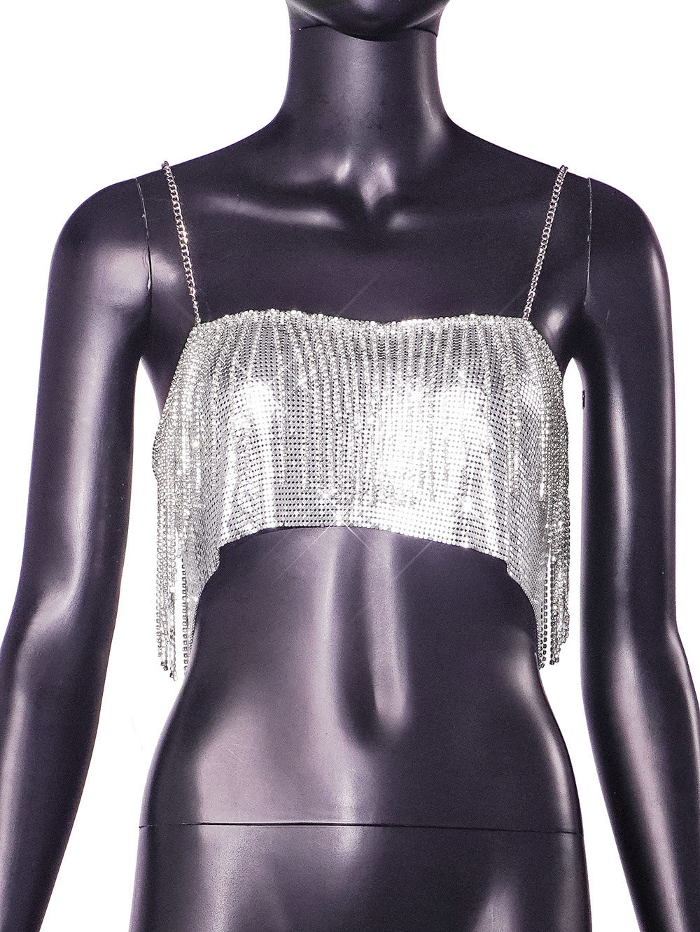 Cropped Chic Disco Tube Top Rhinestone Night Club Slip Vest