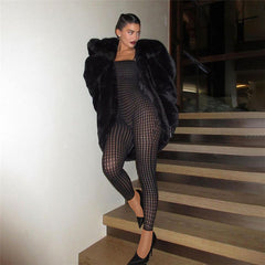 Cutout Etuikleid Skinny Mesh High Waist Lässige Einteilerhose