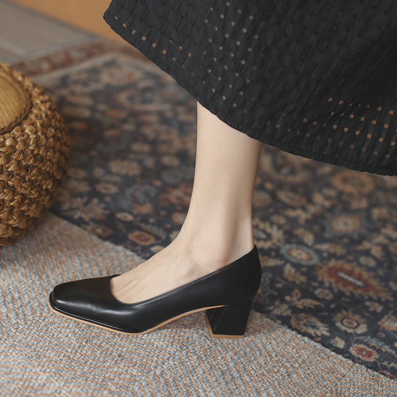 Women's Chunky Pumps Mid Professional Black High