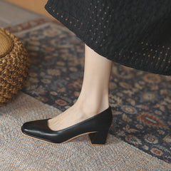 Women's Chunky Pumps Mid Professional Black High