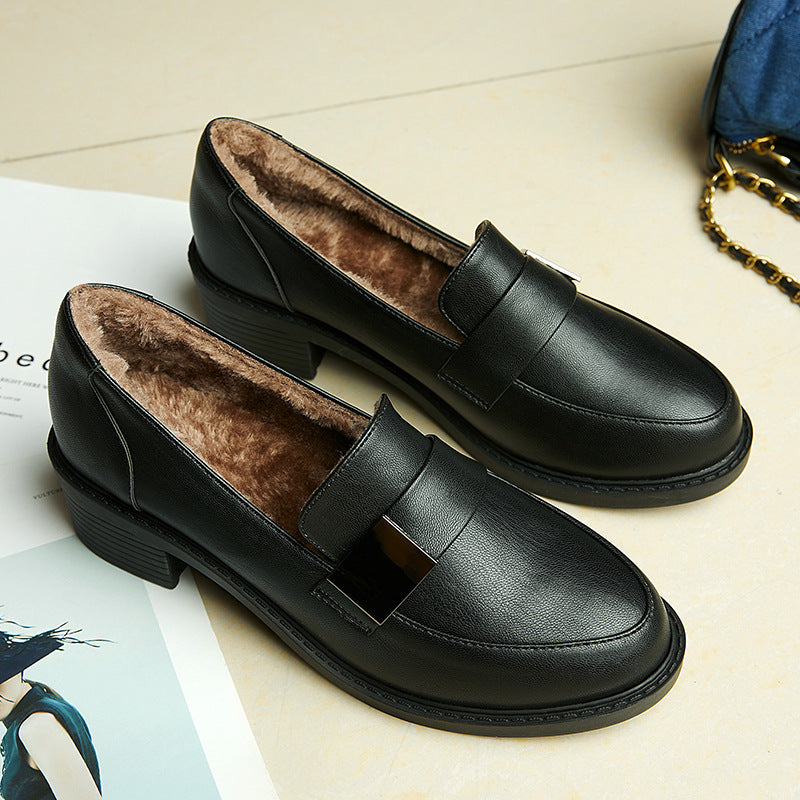 Women's British Style Soft Chunky Comfort Leather Shoes