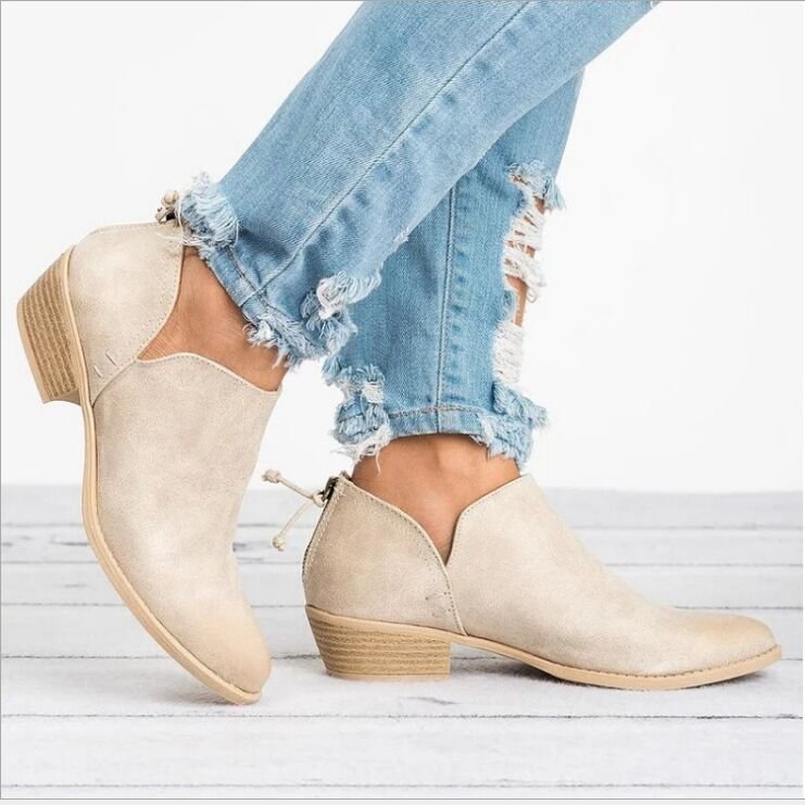 Women's British Style Solid Color Pointed Back Zipper