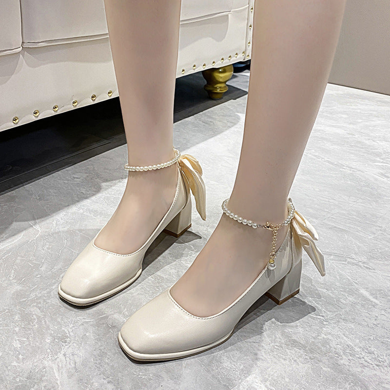 Women's Bow Fairy Style Chunky Pearl