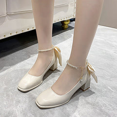 Women's Bow Fairy Style Chunky Pearl