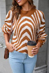 Leopard-Print Sweater Half Turtleneck Knitted Loose Sweater