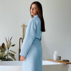 Comfortable Waffle Long Robe Hotel Bathrobe Home Wear