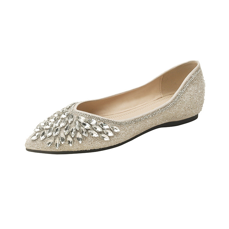Women's Flat Spring Rhinestone Slip-on Gentle Lei