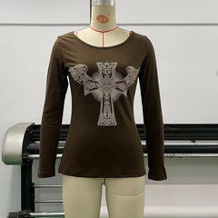 T-shirt ras du cou à manches longues et imprimé Halloween