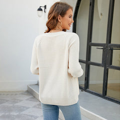 Sweater Cardigan Solid Color Zipped round Neck Sweater Coat