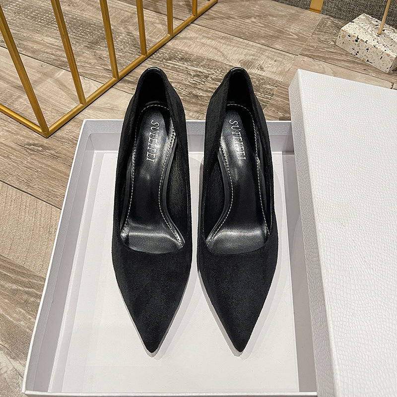 Escarpins à talons aiguilles pointus et bas pour femmes, gracieux et magnifiques