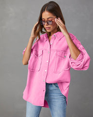 Casual Denim Jacket Washed Solid Color Mid Length Jacket