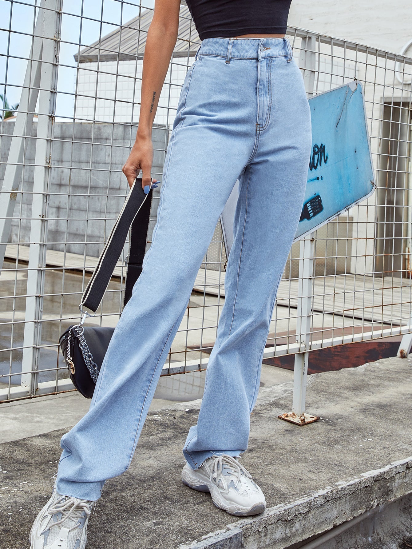 Wide Leg Jeans Straight Loose High Waist Daddy Mop Trousers Slimming Tall