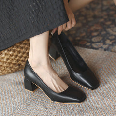 Women's Chunky Pumps Mid Professional Black High