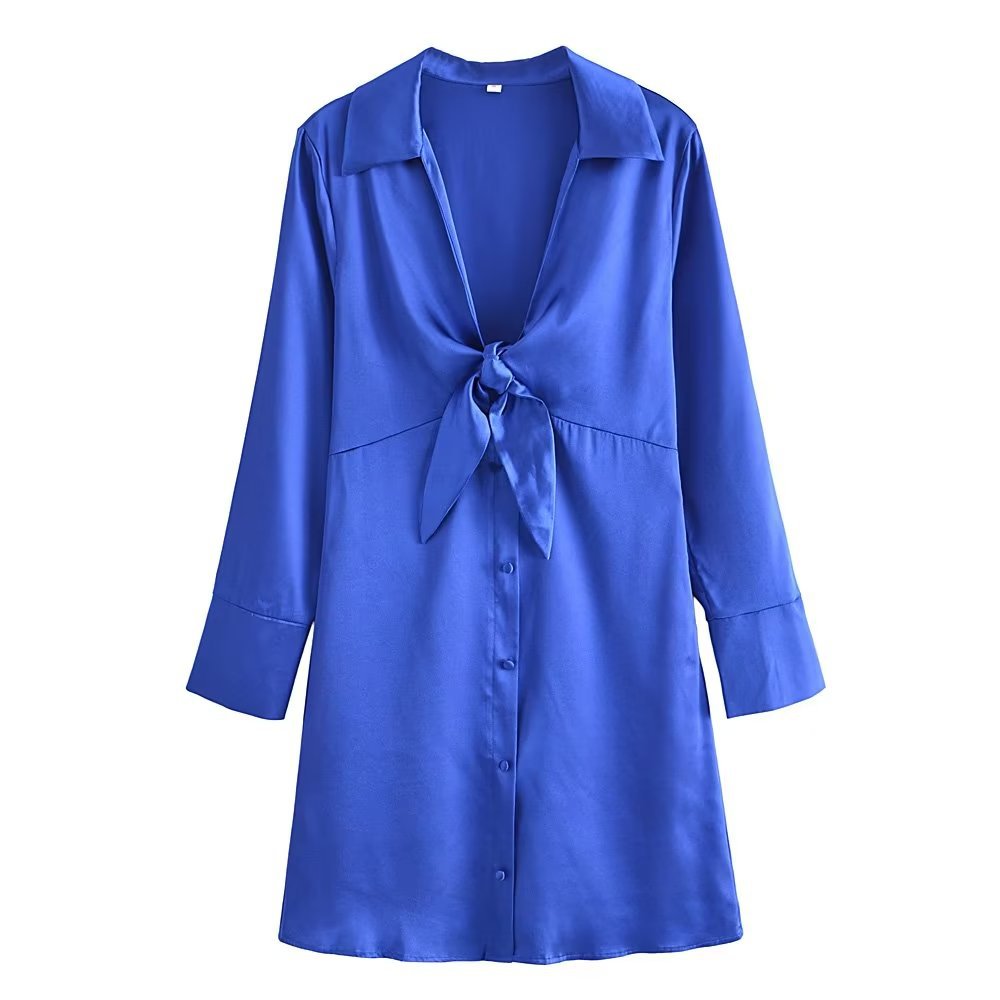 Bowknot Decoration Silkging Texture Dress