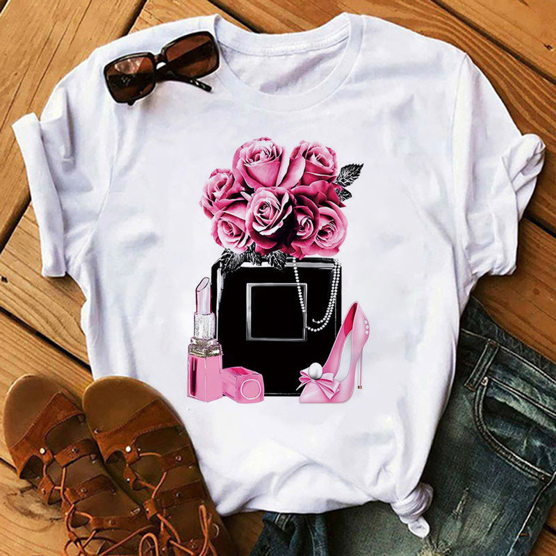 T shirt Top Print round Neck Top T-shirt