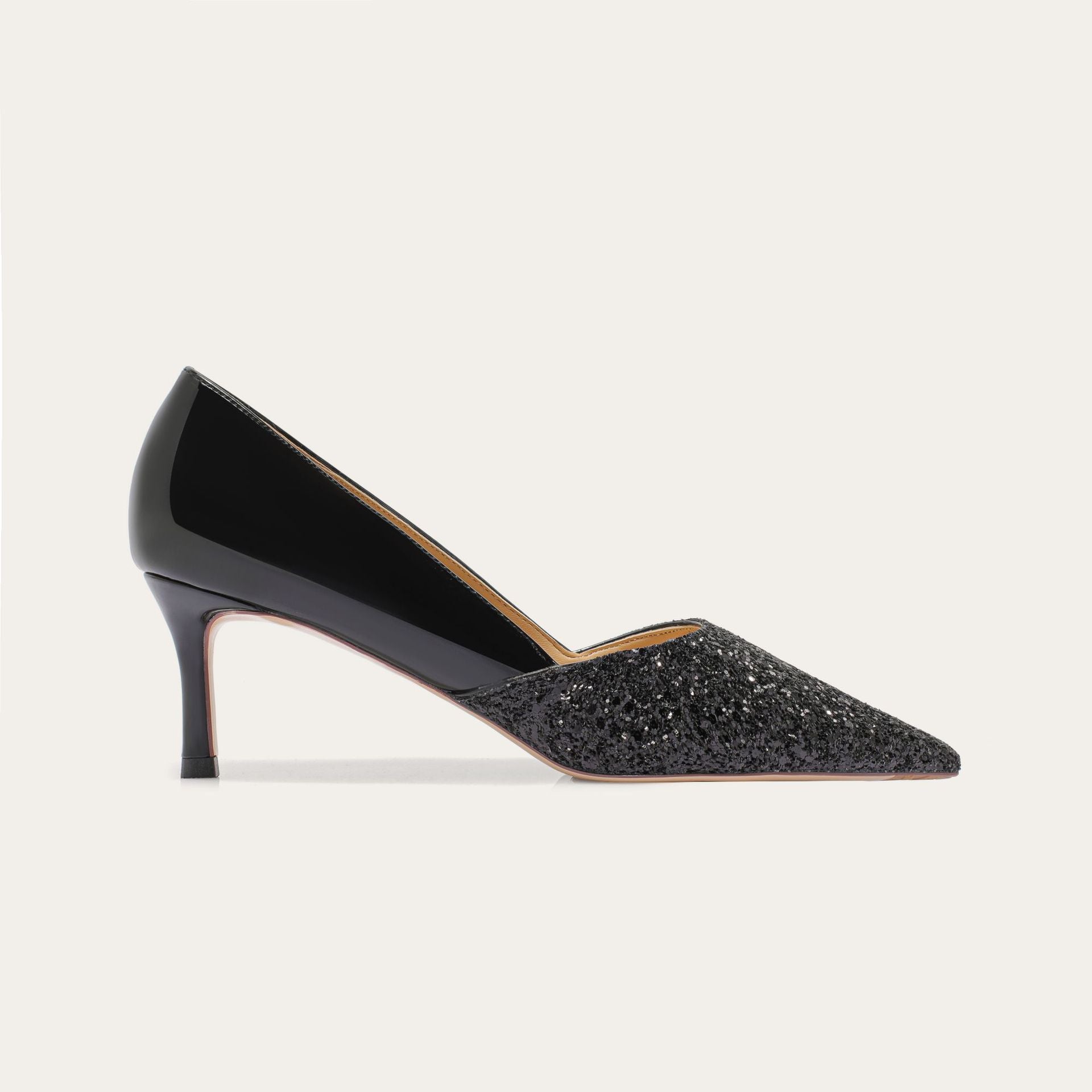 Women's Low-cut Pointed Sequined French Black Gold High