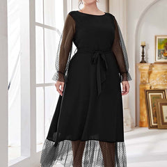 plus Size Elastic Waist Dress Stitching