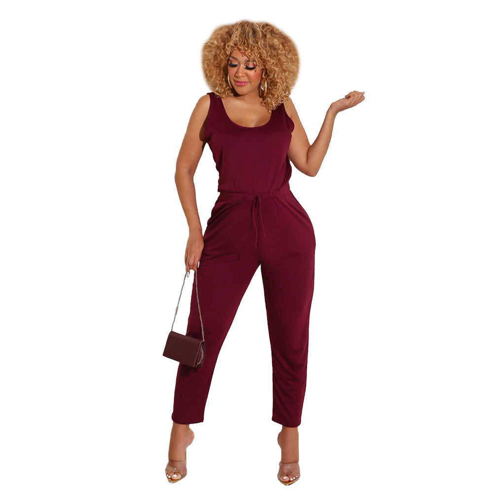 Body une pièce sans manches de couleur unie coupe slim