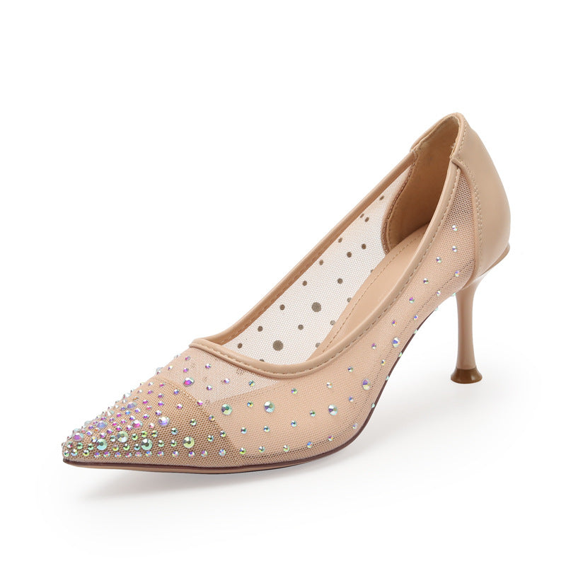 Creative Women's Pointed French Rhinestone Mesh