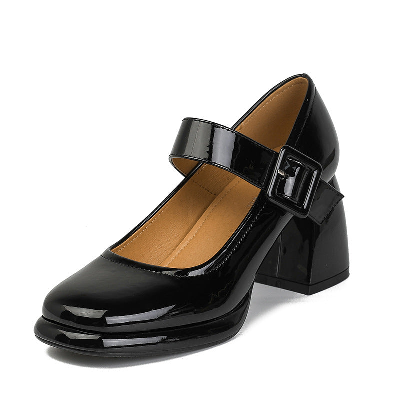 Women's Vintage Mary Jane French Round Toe Patent
