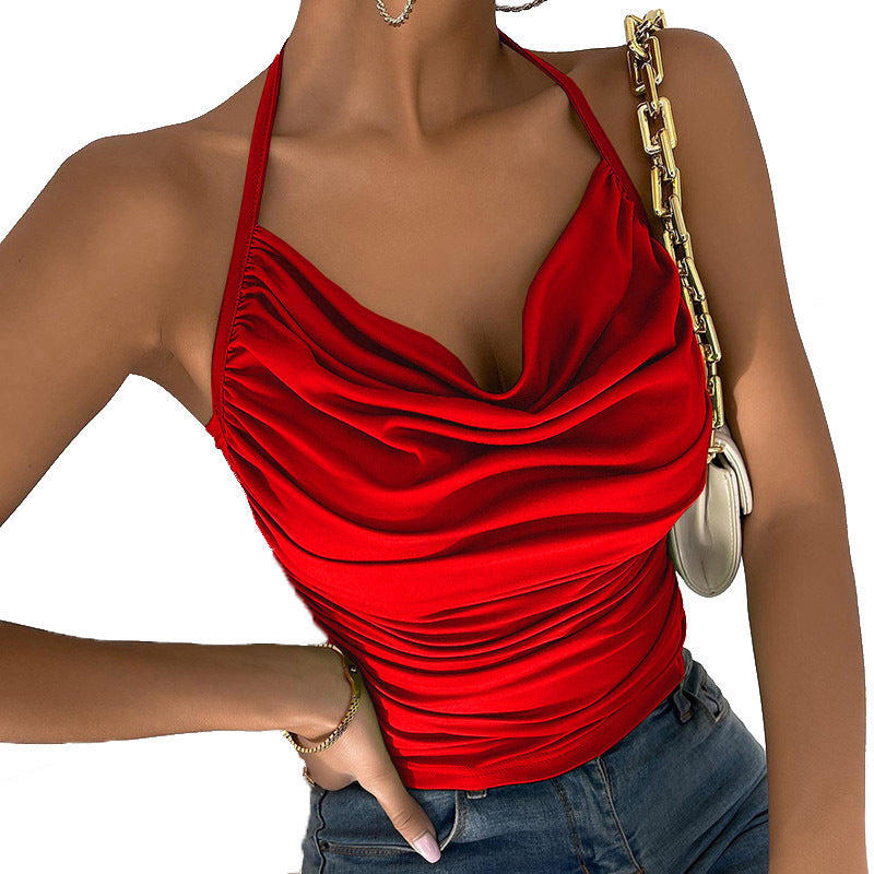 Pile Collar Show Chest Little Suspenders Top