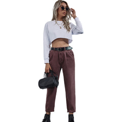 High Waist Denim Straight Leg Trousers Winter