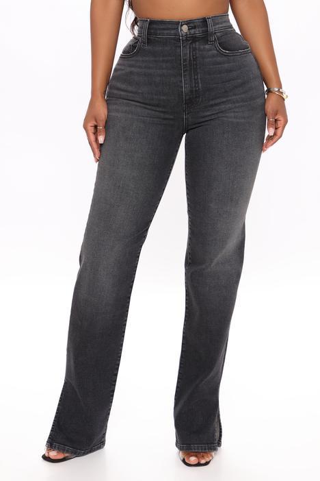 Jean droit fendu taille haute Jean droit