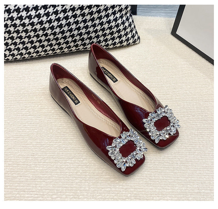 Women's Square Toe Flat Bottom Shallow Mouth Soft