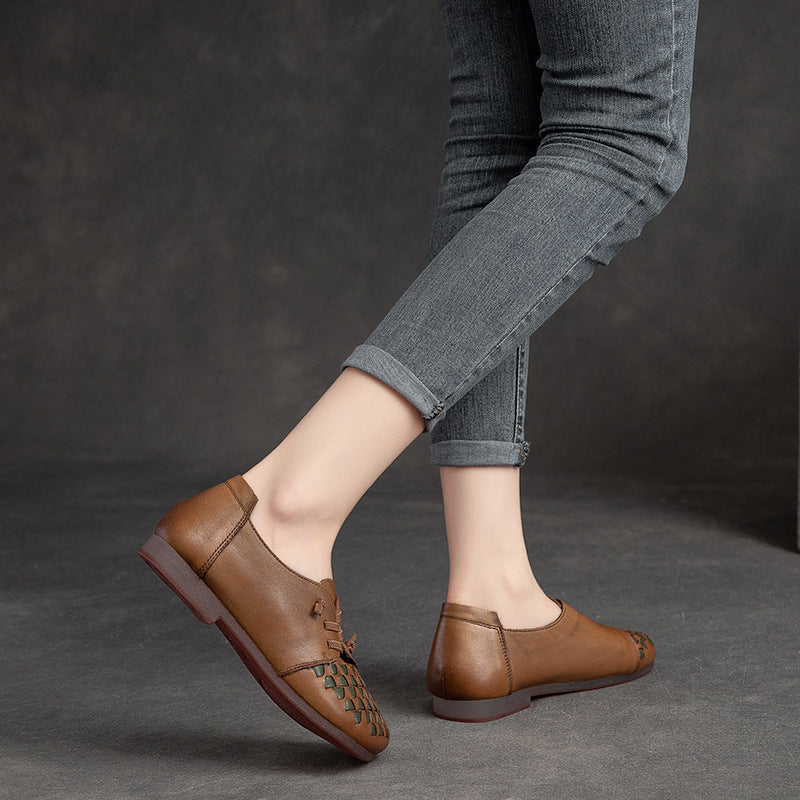 Layer Rindsleder Retro Stil Flat Mom