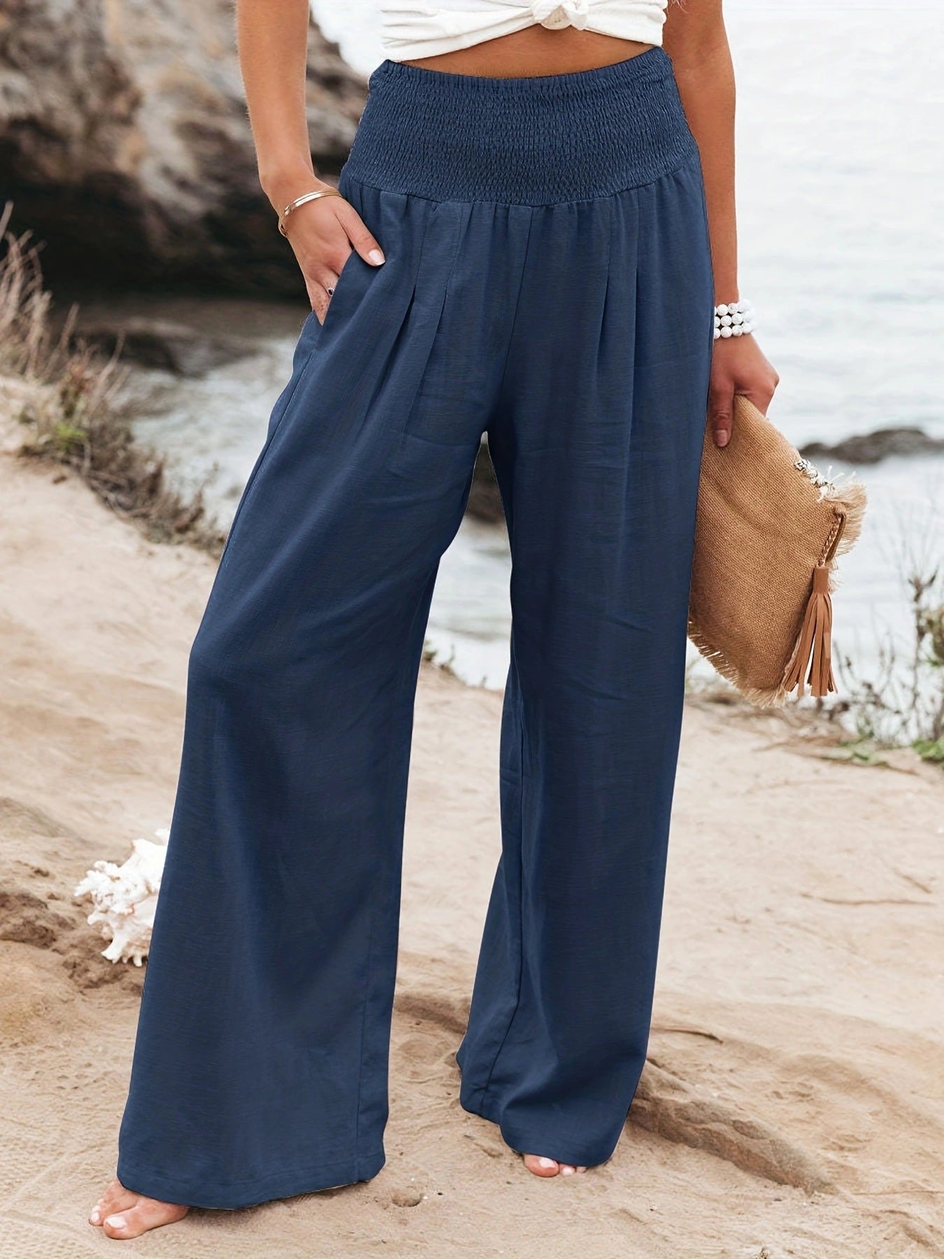 Casual Trousers Casual Cotton Distressed Mid Waist Trousers Outer Wear