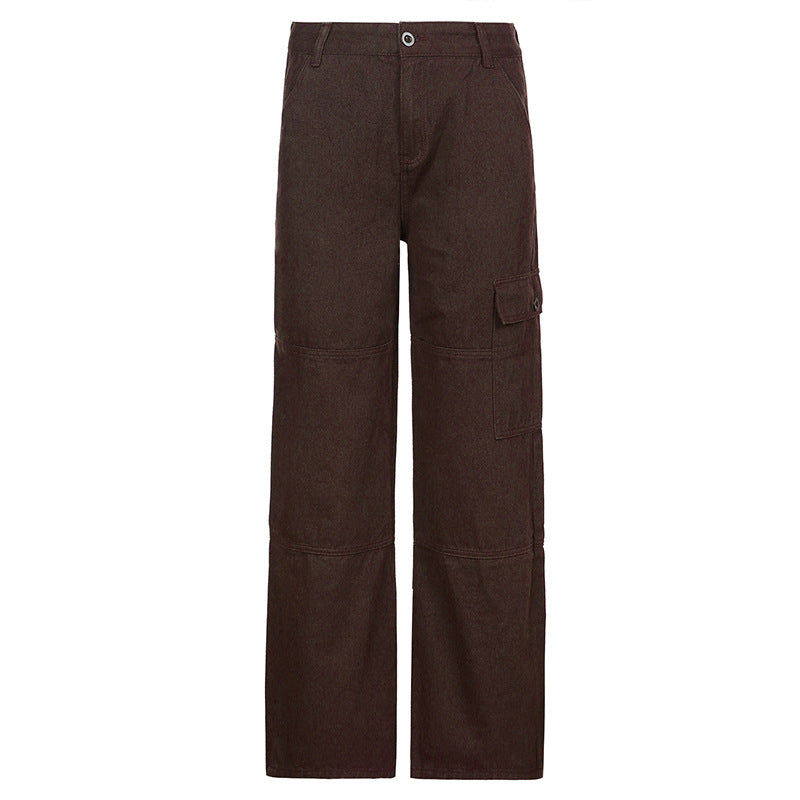 Jean ample décontracté à poches de couleur rétro pour l'automne