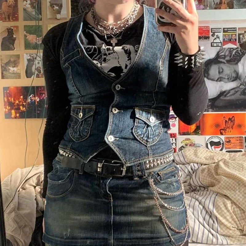 Slim Denim Vest