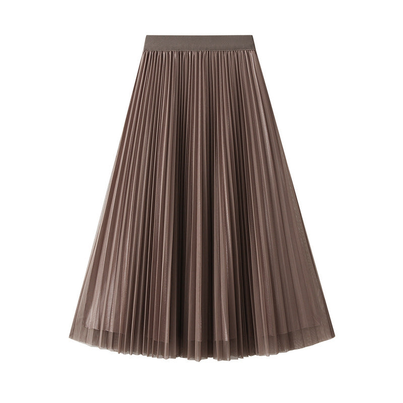 Veil Skirt High Waist Elastic Waist Tulle Skirt Pleated Skirt Two Sided