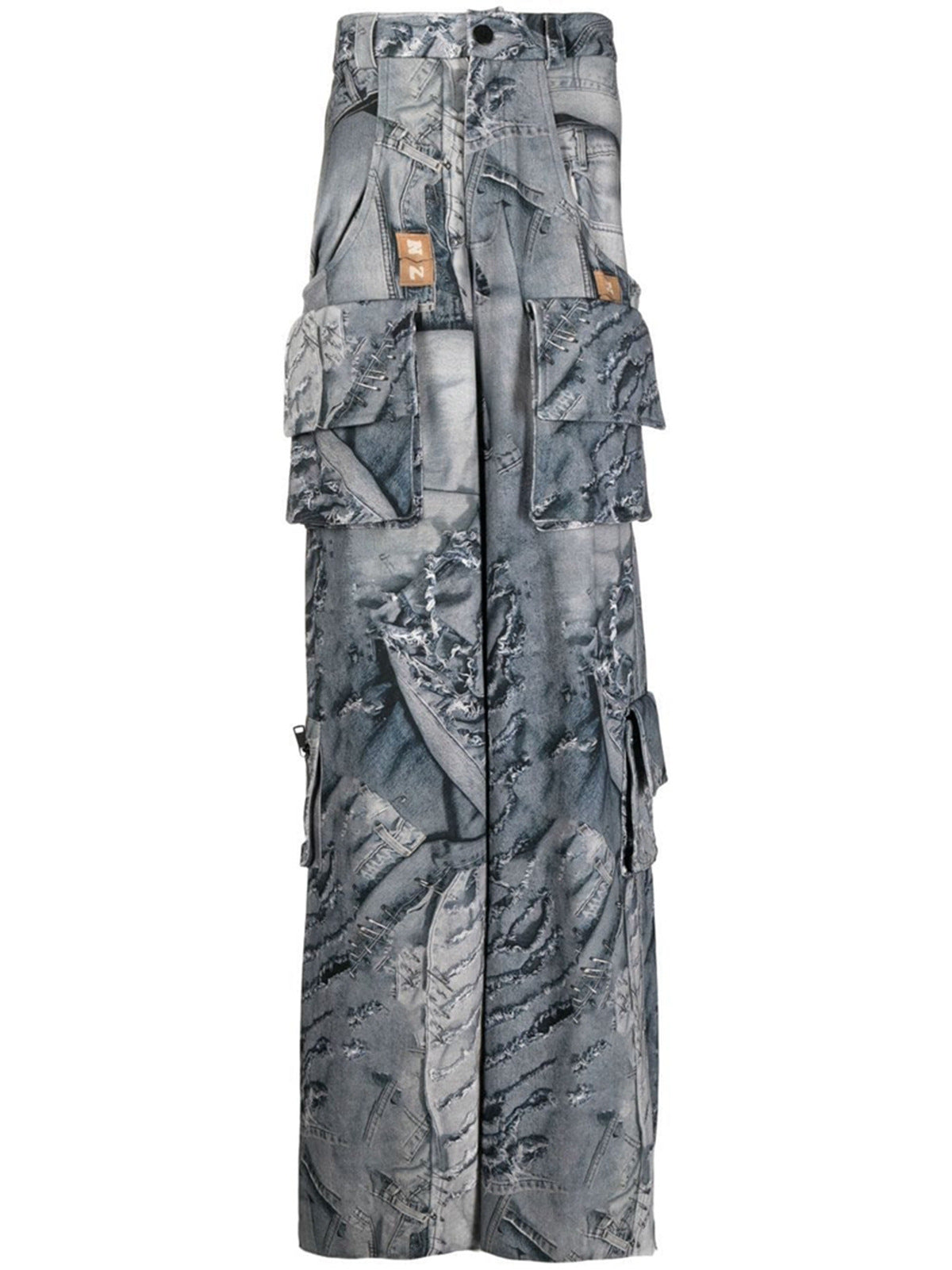 Pantalon large taille haute à grandes poches