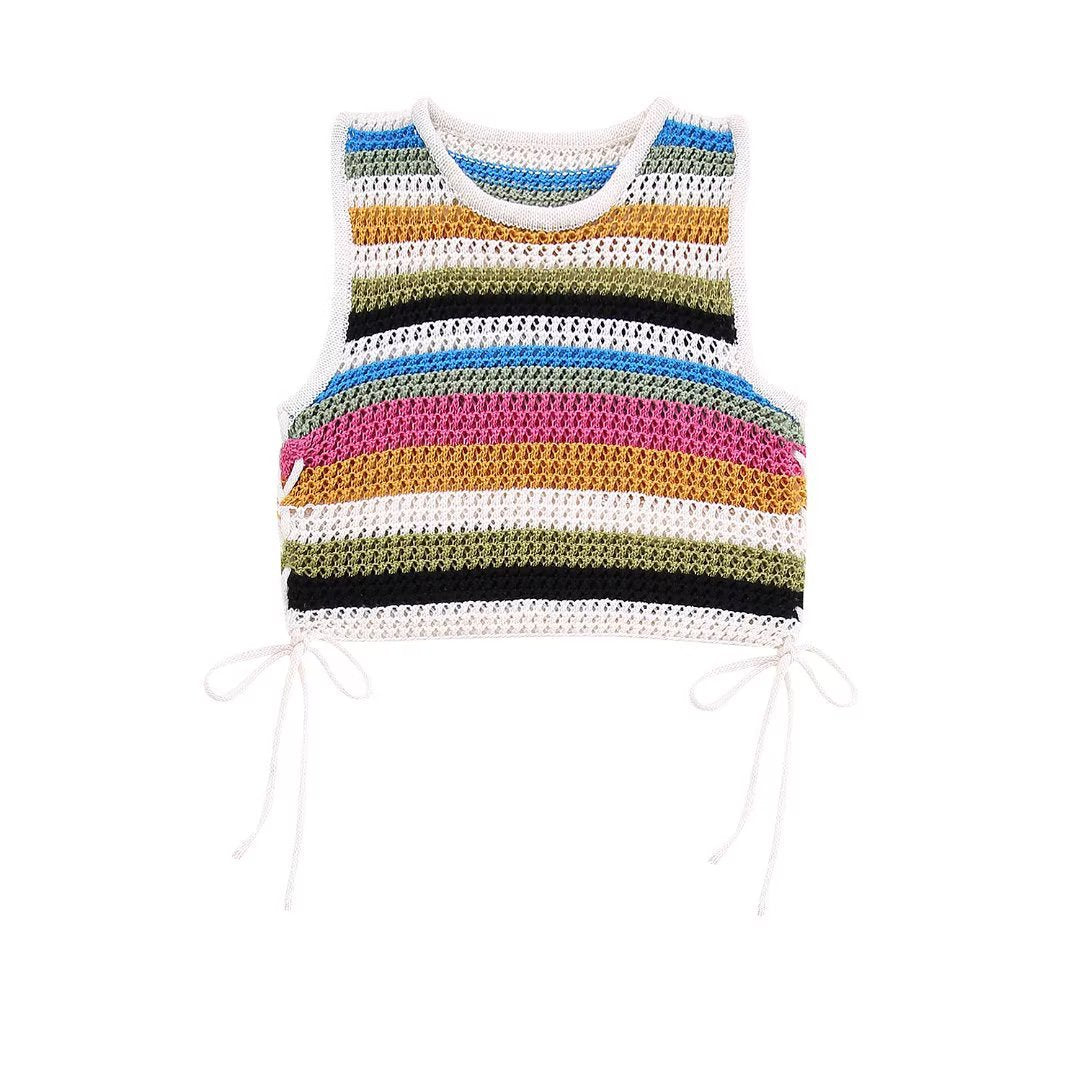 Striped Crochet Top Vest