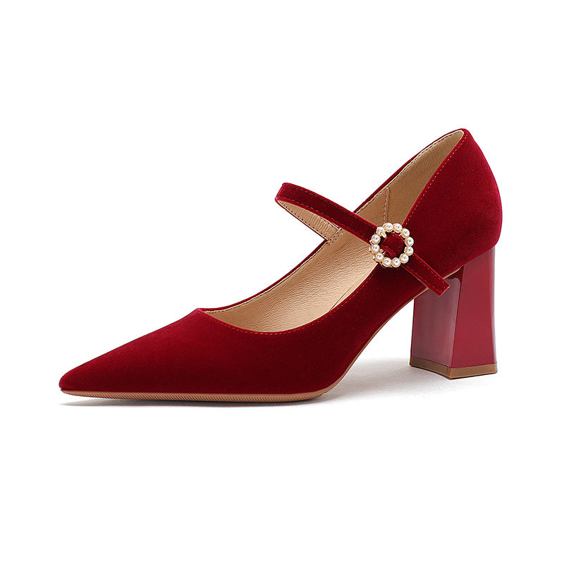 Damen Fu Spitzschuh Chunky High Heels