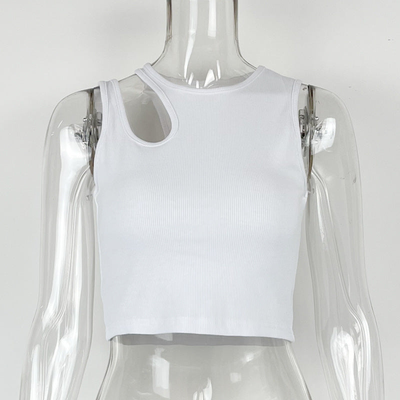 Cropped Sleeveless Top Tight Solid Color Vest