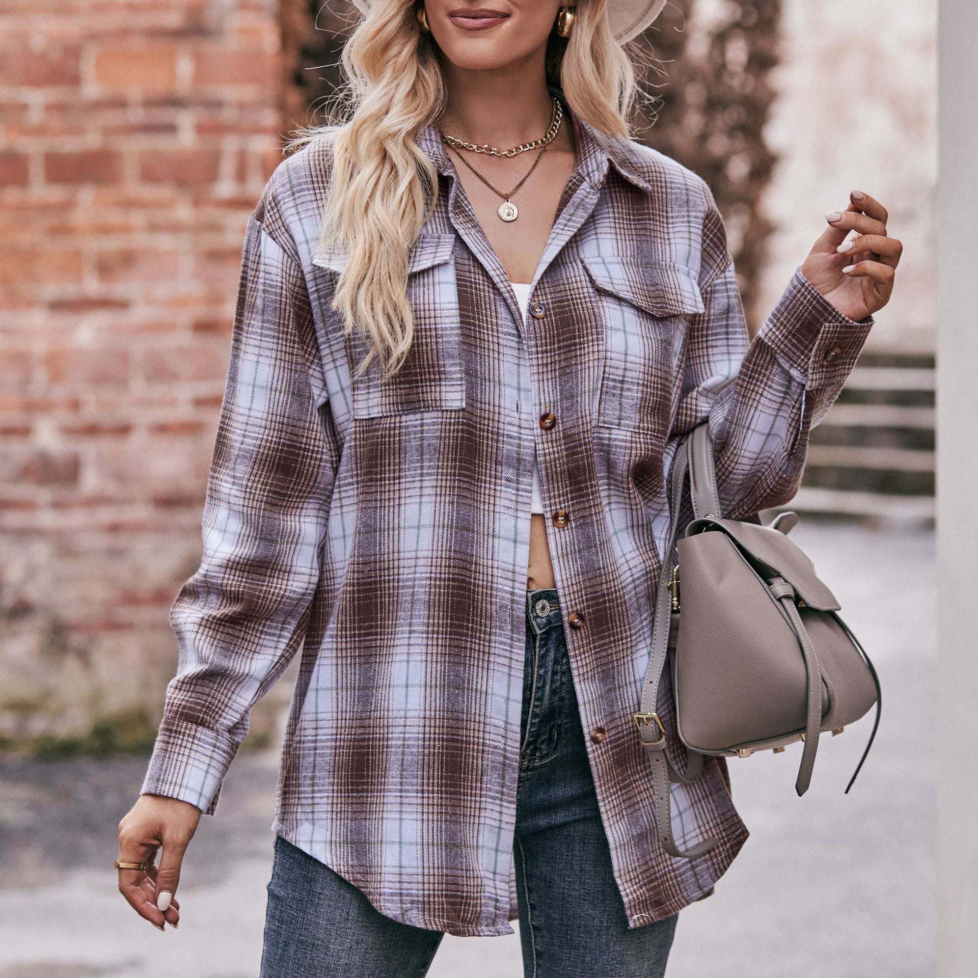 Casual Oversize Loose Plaid Shirt