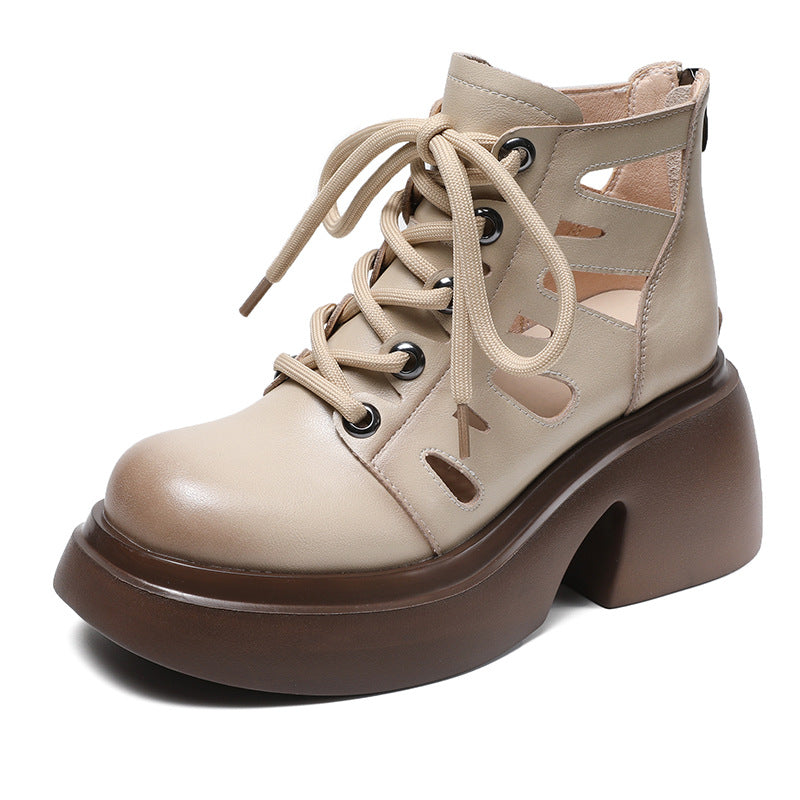 Women's Thick-soled Retro Cowhide Roman Female