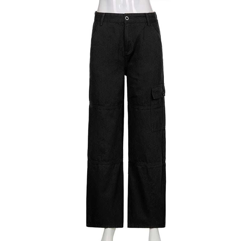 Jean ample décontracté à poches de couleur rétro pour l'automne