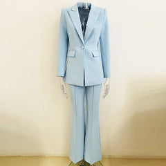 Star Business Wear One Button Cloth Cover Mid Length Suit Bell Bottom Pants Suit Two Piece Suit