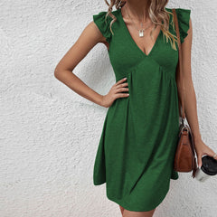 V neck Dress Loose Casual Sleeveless Vest Dress