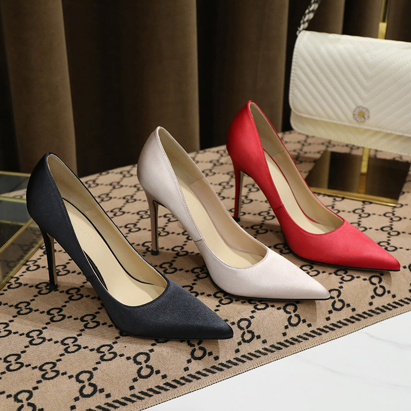 Women's Size Wedding Banquet Satin High Stiletto