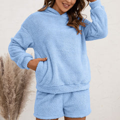 Plush Hooded Sweater Set Casual Homewear Double-Sided Plush Two-Piece Set