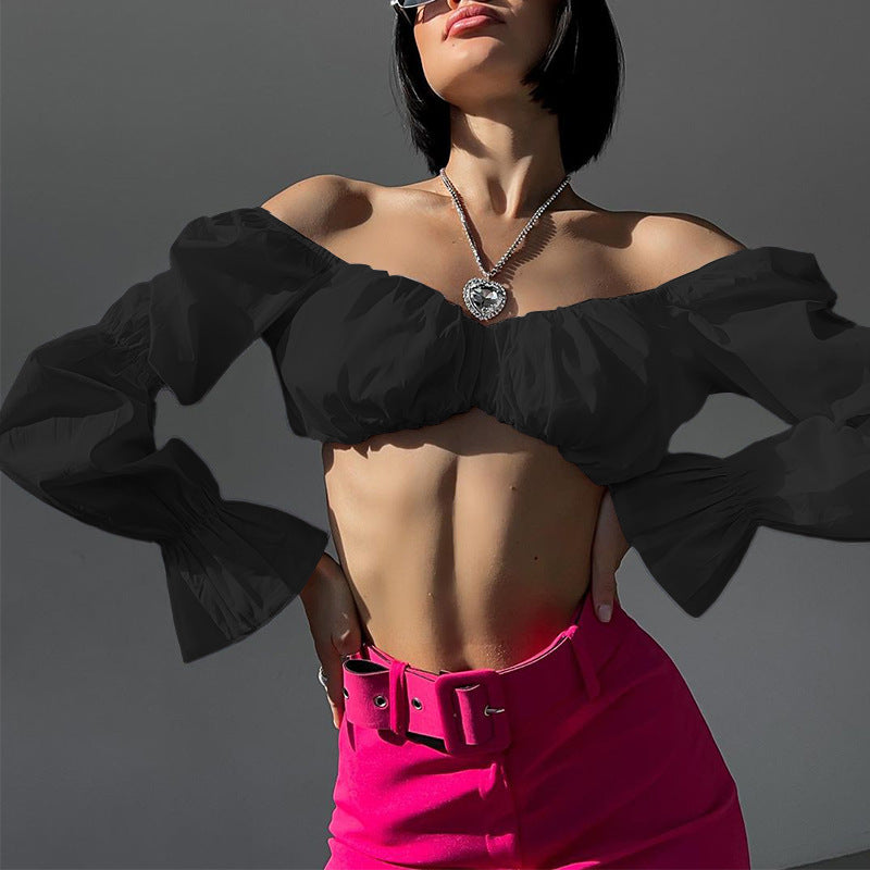 Bubble Long Sleeve Slim Fit Short Cropped Top