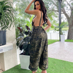 Samouflage Backless Hollow Out Cutout Elastic Waist Jumpsuit