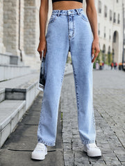 Trendy High Waist Harem Cropped Denim Trousers