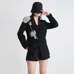 Elegant Heavy Industry Beads Three Dimensional Floral Stitching Loose Slimming Elegant Blazer